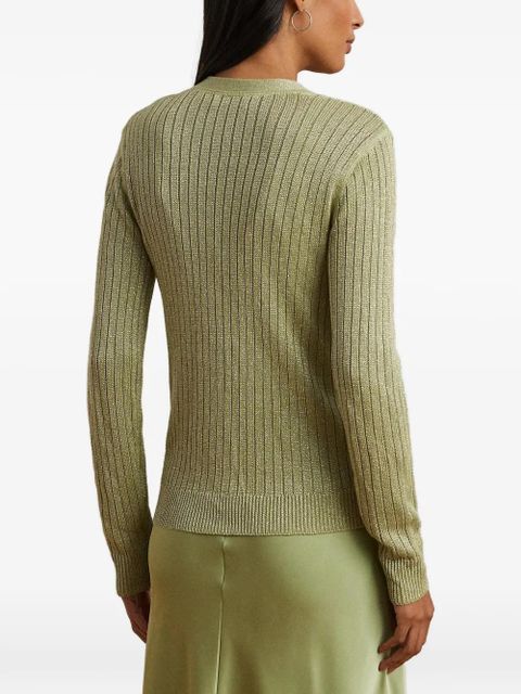 Lauren Ralph Lauren ribbed-knit metallic-thread cardigan - Green