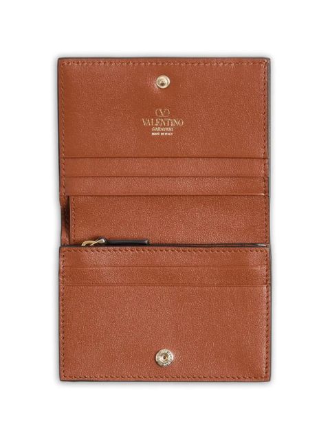Valentino Garavani small Vlogo wallet in calfskin - Brown