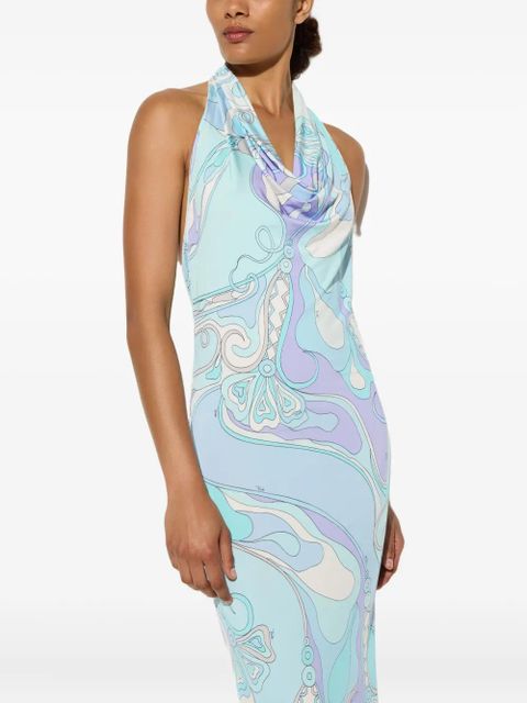PUCCI orchidee-print maxi dress - Blue