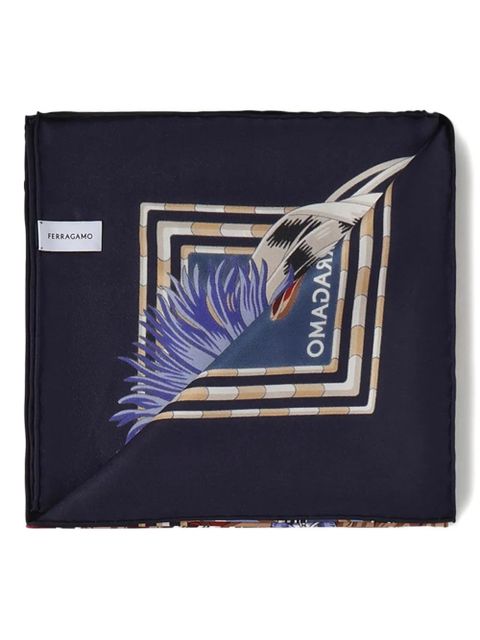 Ferragamo graphic-pattern scarf - Blue - zdjęcie produktu nr 2