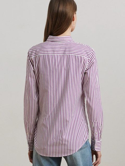 Lauren Ralph Lauren koszula bawełniana damska kolor fioletowy regular z kołnierzykiem klasycznym 200970764