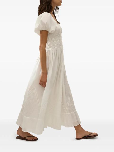 Faithfull the Brand Sunniva puffed-sleeve midi dress - White
