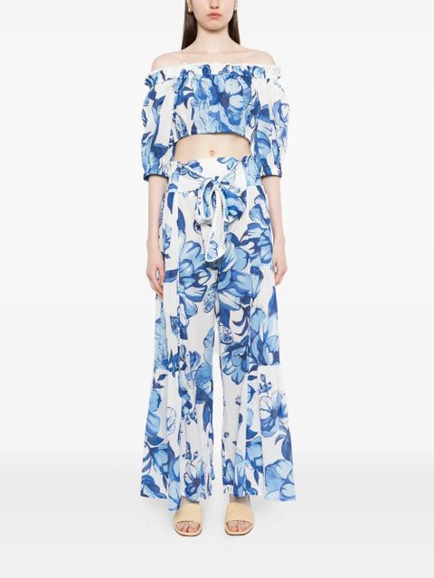 FARM Rio bow floral print trousers - Blue - zdjęcie produktu nr 2