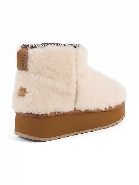 Emu Australia śniegowce wełniane Stinger Micro Flatform Teddy kolor beżowy W13187 - zdjęcie produktu nr 2