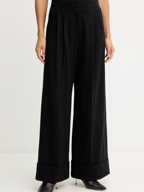 BOSS spodnie wełniane damskie kolor czarny szerokie high waist 50550804 - zdjęcie produktu nr 1