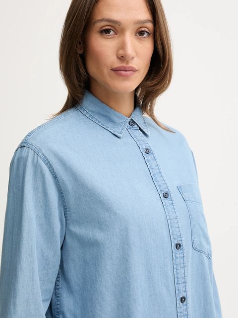 United Colors of Benetton koszula jeansowa damska kolor niebieski regular z kołnierzykiem klasycznym 5DHJDQ0CJ