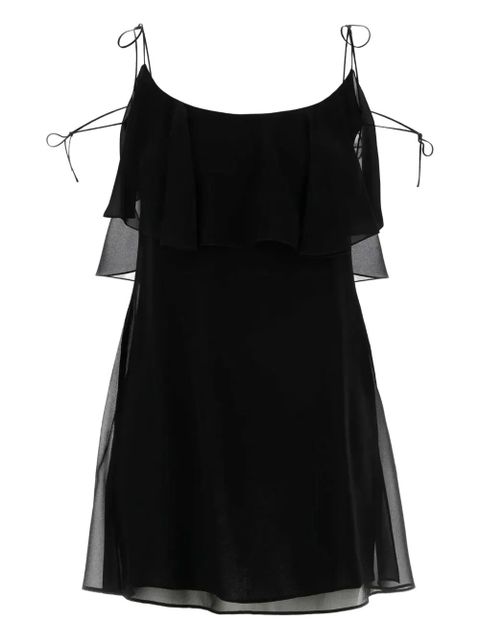 Saint Laurent ruffled-detail dress - Black - zdjęcie produktu nr 2