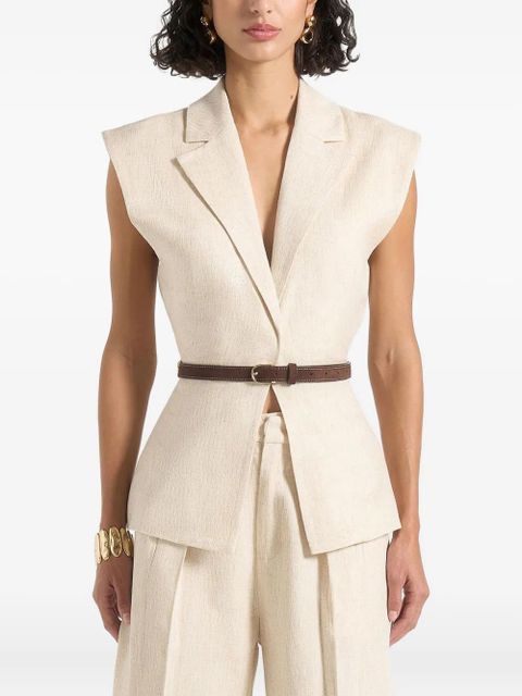 Manière De Voir Linda linen wide-shoulder belted waistcoat - Neutrals - zdjęcie produktu nr 1