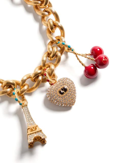 Valentino Garavani Chez Valentino necklace in metal, enamel and Swarovski® crystals - Gold