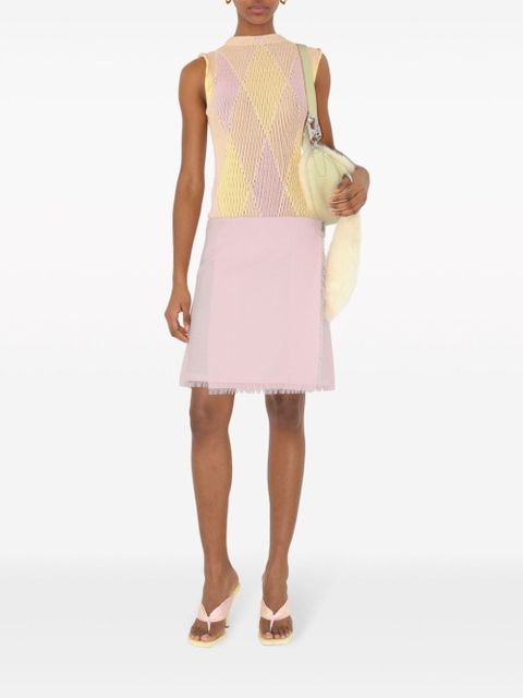 Burberry crew-neck argyle intarsia-knit top - Yellow