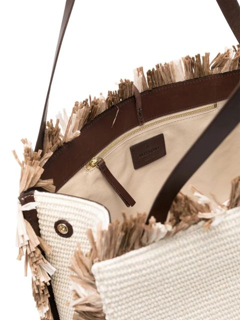 Missoni logo-patch interwoven shoulder bag - Neutrals