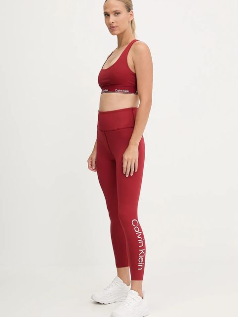 Calvin Klein Performance legginsy treningowe damskie kolor bordowy wzorzyste LVGWS5L613