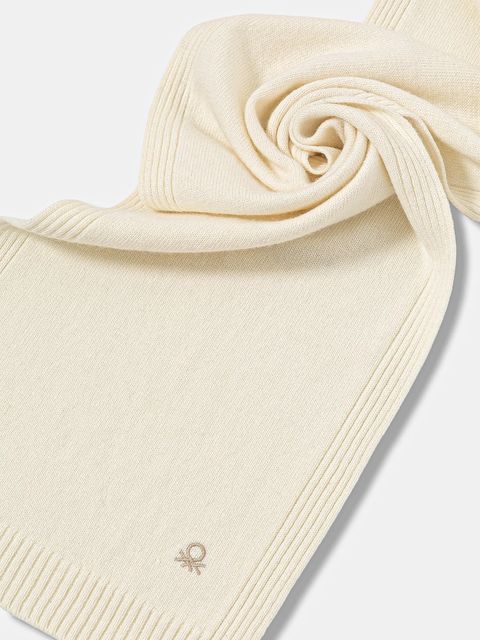 United Colors of Benetton szalik z dodatkiem wełny damski kolor beżowy gładki 122HDU01O