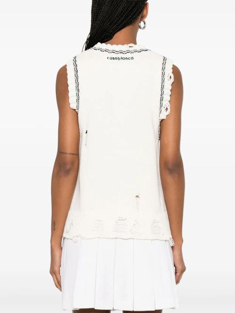 Casablanca intarsia baseball vest - White