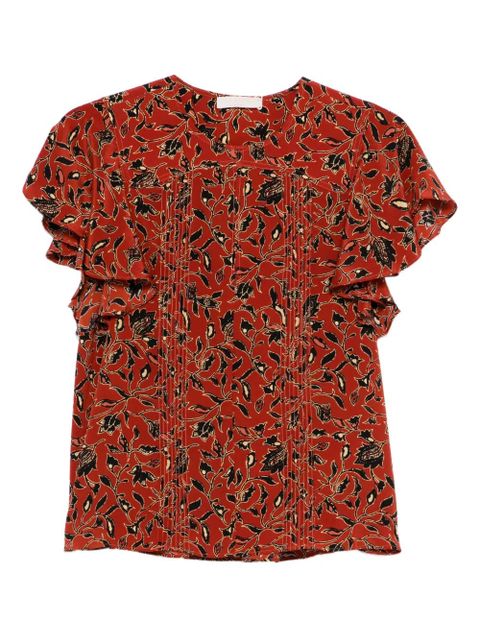 Ulla Johnson Adoni floral ruffled top - Red - zdjęcie produktu nr 1