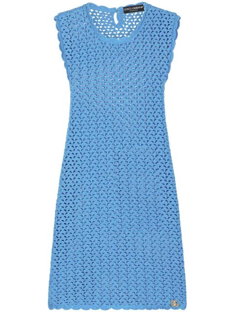 Dolce & Gabbana sleeveless crochet-knit minidress - Blue - zdjęcie produktu nr 1