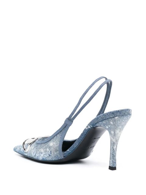 Diesel D-Venus 80mm denim slingback pumps - Blue