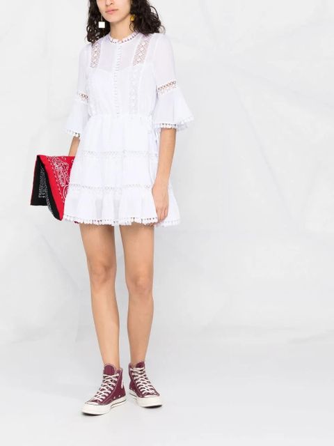 Charo Ruiz Ibiza lace-detail cotton shirtdress - White