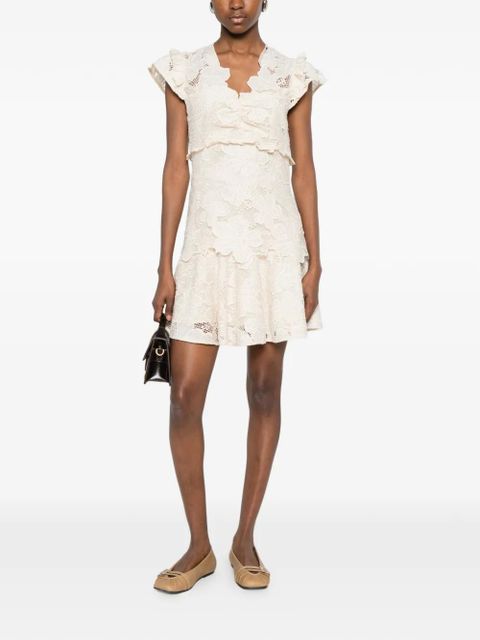 SANDRO floral-embroidered lacedetail mini dress - Neutrals - zdjęcie produktu nr 2