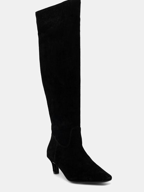 Answear.LAB kozaki zamszowe kolor czarny na szpilce