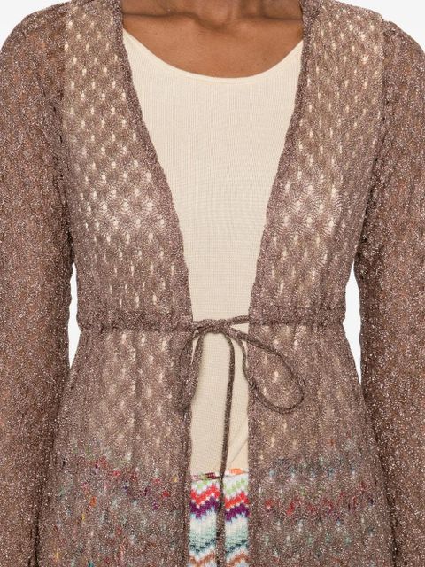 Missoni tie-waist textured cover up coat - Brown