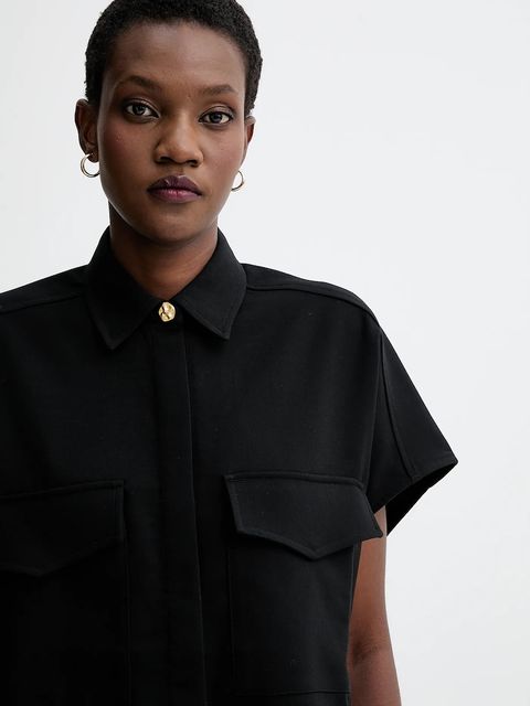 Sessun koszula damska kolor czarny relaxed z kołnierzykiem klasycznym 25110029