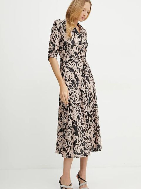 Morgan sukienka RAKEL kolor beżowy maxi rozkloszowana RAKEL