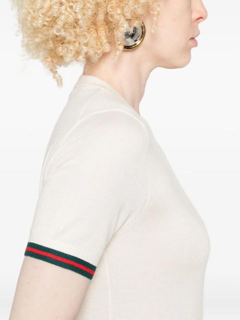 Gucci striped-trim T-shirt - White