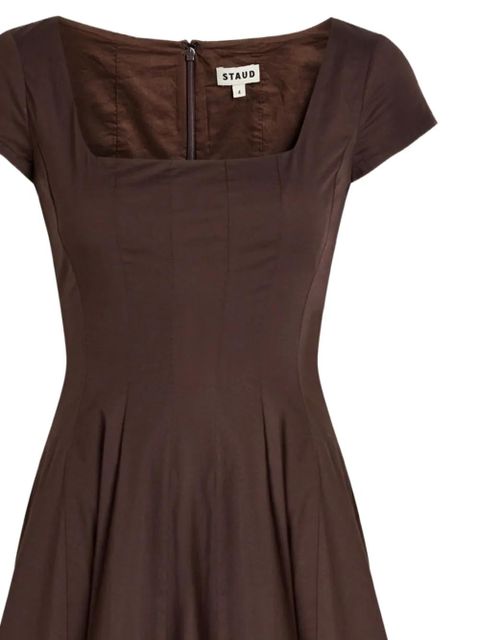 STAUD Wells square-neck A-line midi dress - Brown - zdjęcie produktu nr 2