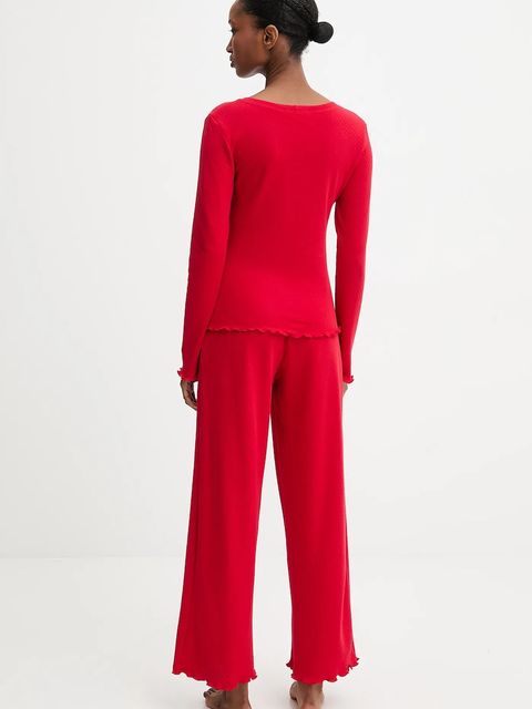 Answear Lab piżama bawełniana kolor czerwony bawełniana