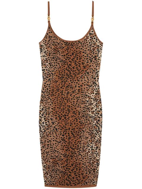 Versace leopard-jacquard midi dress - Brown - zdjęcie produktu nr 1