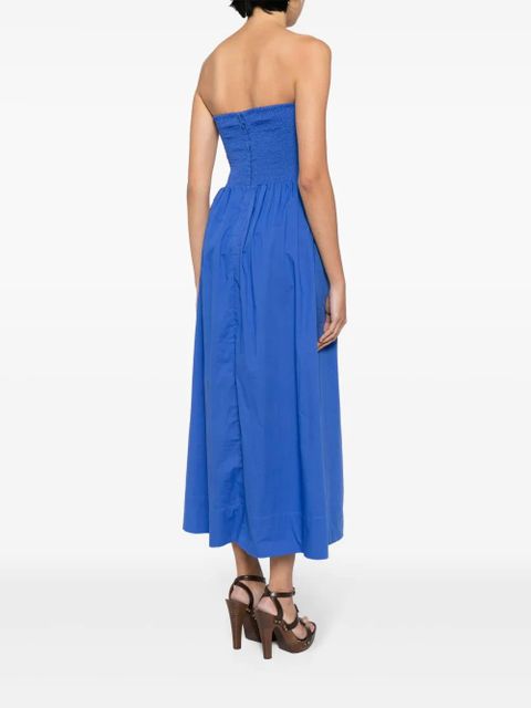 Faithfull the Brand Dominquez organic cotton strapless dress - Blue