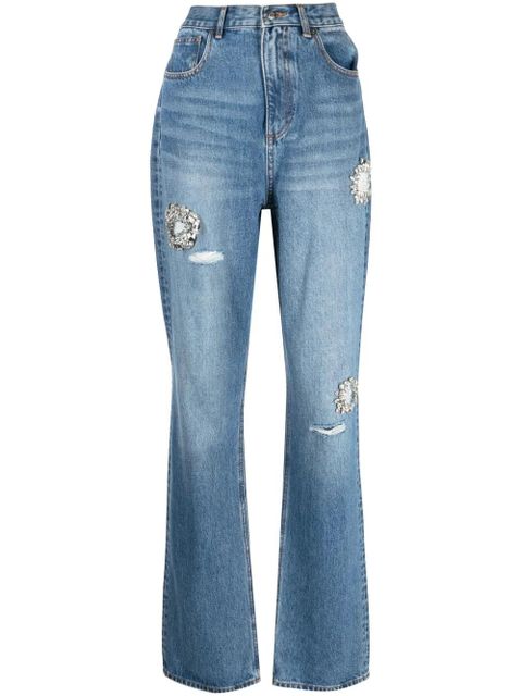 AREA crystal-embellished straight-leg jeans - Blue - zdjęcie produktu nr 1