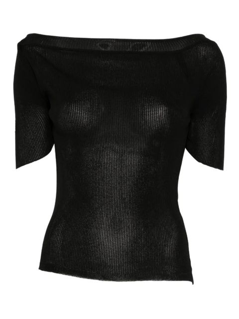 KHAITE boat-neck ribbed knitted top - Black - zdjęcie produktu nr 1