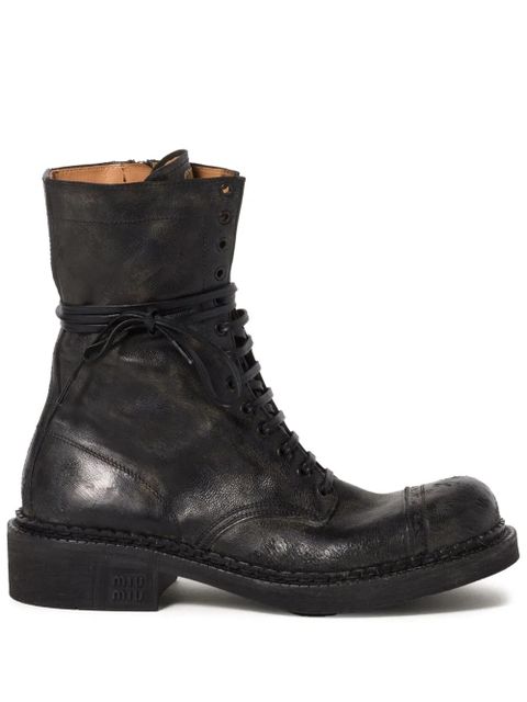 Miu Miu lace-up leather boots - Black - zdjęcie produktu nr 1