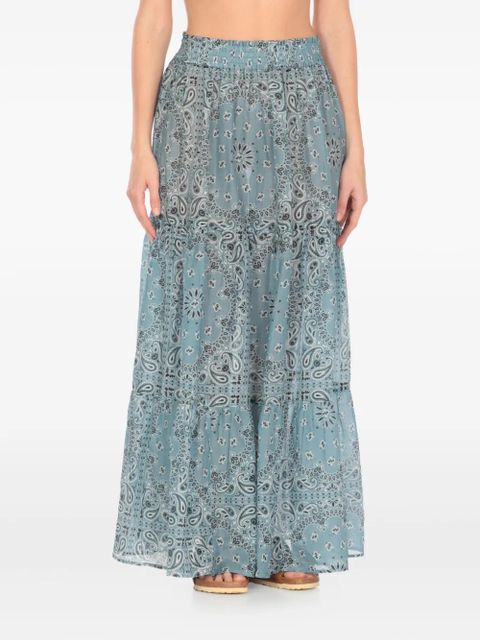 MC2 Saint Barth Cheyenne bandana-print tiered skirt - Blue