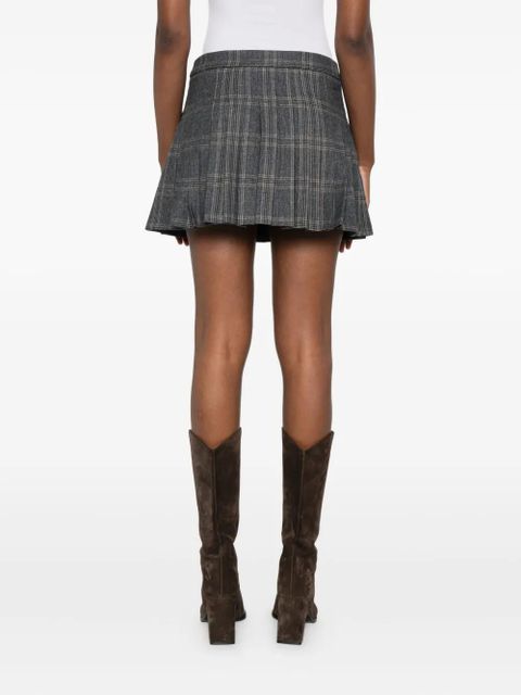 Maje pleated checked button mini skirt - Grey