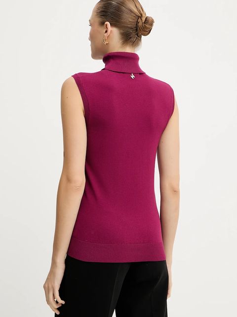 Silvian Heach kamizelka WARMI damski kolor różowy lekki z golfem GPA25037LU - zdjęcie produktu nr 2