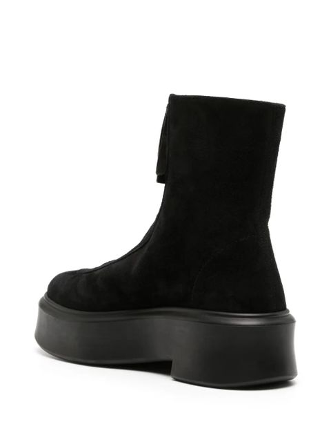 The Row flatform suede ankle boots - Black