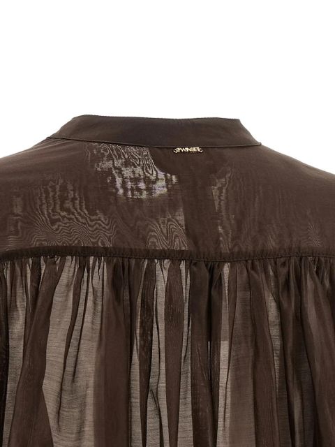 TWINSET semi-transparent puff-sleeve shirt - Brown