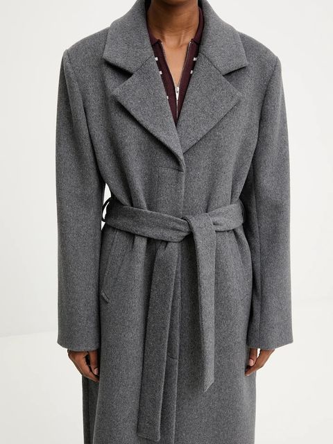 Answear Lab płaszcz damski kolor szary przejściowy