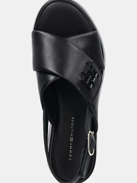 Tommy Hilfiger sandały skórzane TH LOGO HW PADDED LEATHER SANDAL damskie kolor czarny na platformie FW0FW08808 - zdjęcie produktu nr 2