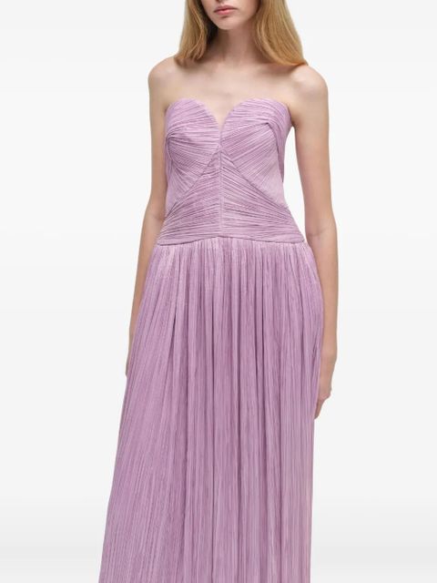 Simkhai pleated strapless midi party gown - Purple