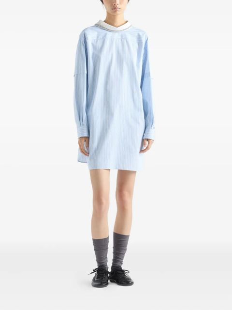 Prada striped embroidered-collar blouse - Blue