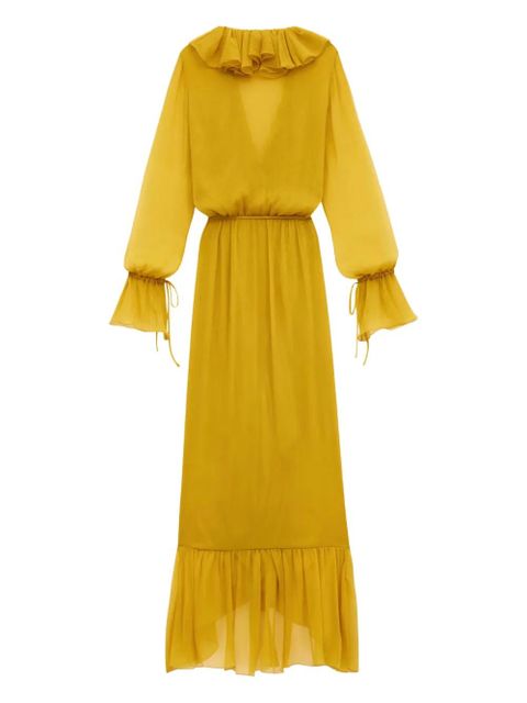 Saint Laurent ruffled wrap dress - Yellow