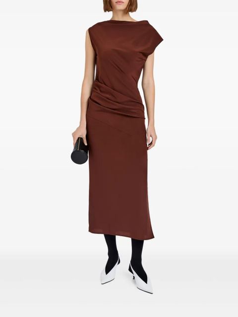 Proenza Schouler draped cowl-neck midi day dress - Brown - zdjęcie produktu nr 2