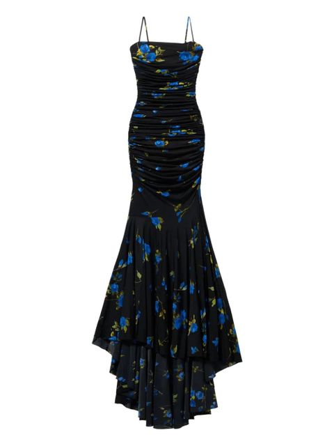 Blumarine floral-print ruched maxi dress - Blue - zdjęcie produktu nr 1