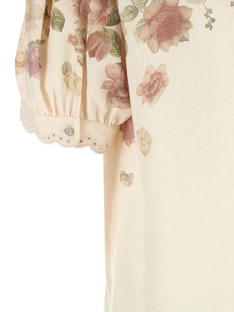 TWINSET floral puff-sleeve blouse - Neutrals