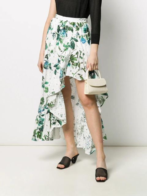 Blumarine asymmetric ruffled floral print skirt - White - zdjęcie produktu nr 2