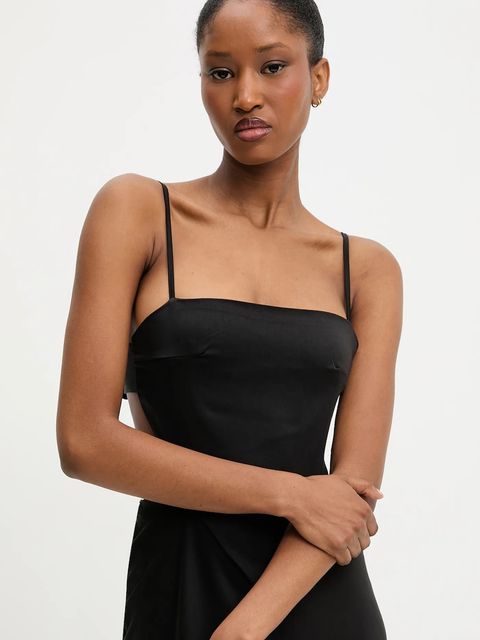 Answear.LAB sukienka kolor czarny maxi rozkloszowana